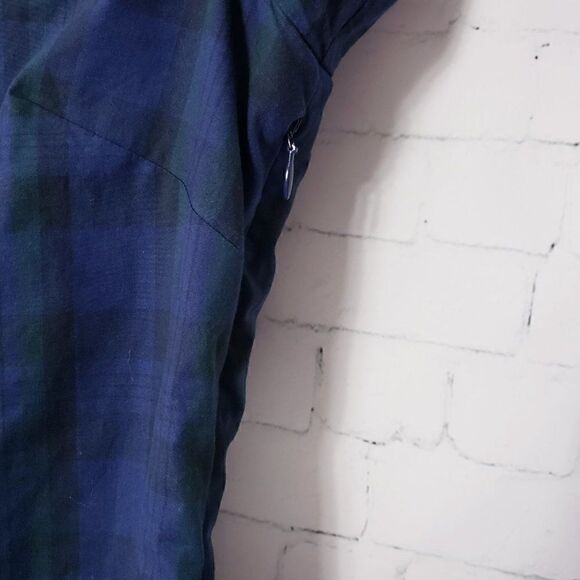 Sail To Sable Tartan Plaid Stretch Tunic Top Size S Blue Green Velvet Trim - Picture 5 of 8